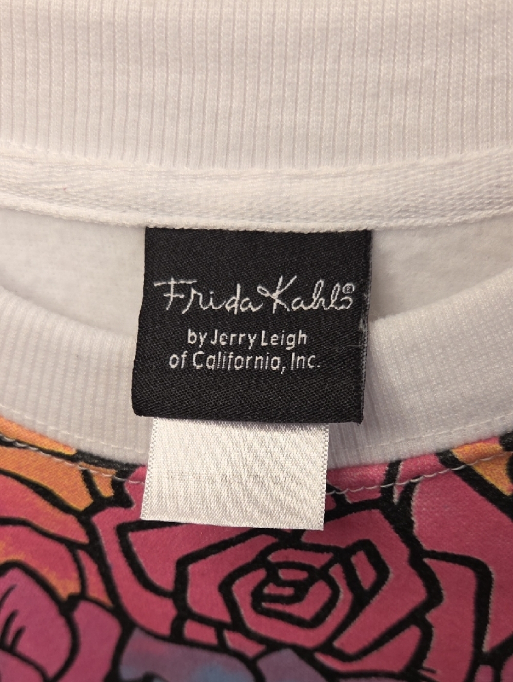 Floral Crown Frida Kahlo White Sweatshirt With Eyes And Roses - Picture 6 of 7